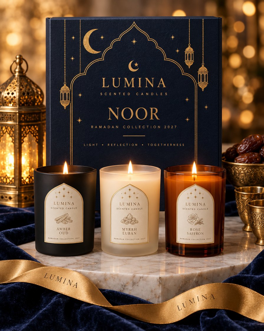 Noor Ramadan gift box with three candles